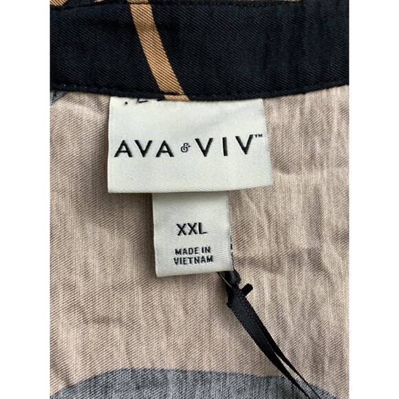 Ava & Viv Womens Plus Size Black & Tan Abstract Button-Front Shirt Size XXL - Picture 9 of 15